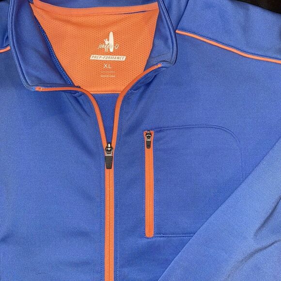 Johnnie O Sweatshirt Mens XL Prep-Formance Blue Full Zip Up Pockets Riptide